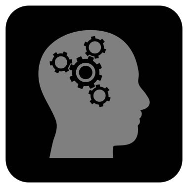 Beyin mekanik düz kare vektör simgesi