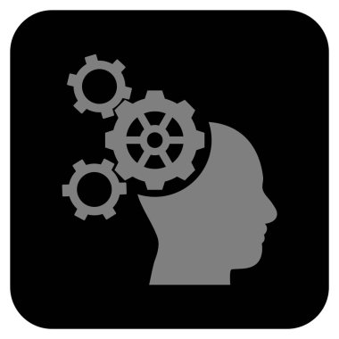 Beyin mekanik düz kare vektör simgesi