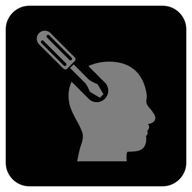 Beyin aracı düz kare vektör simgesi