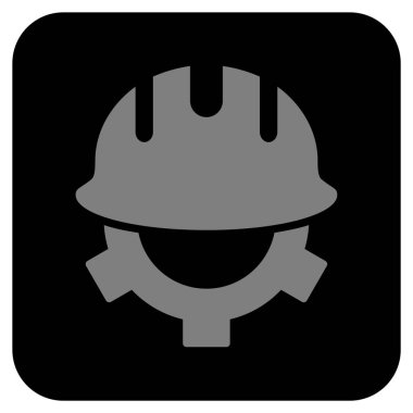 Geliştirme kask düz kare vektör simgesi