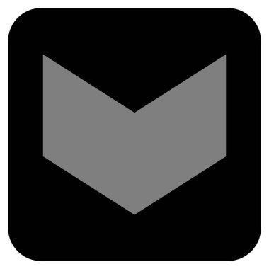 Düz aşağı yön vektör simgesi kare