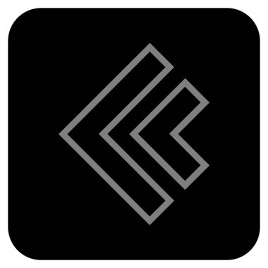 Düz sol yön vektör simgesi kare