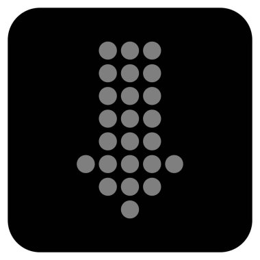 Noktalı ok aşağı düz kare vektör simgesi