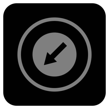 Yuvarlak aşağı sol ok düz kare vektör simgesi