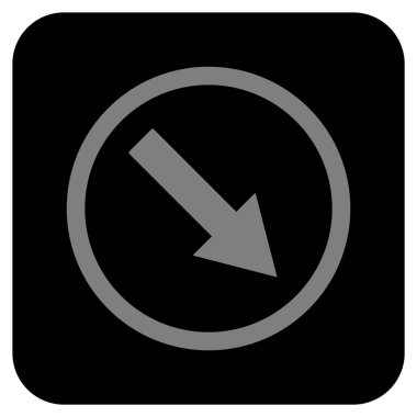 Aşağı doğru yuvarlak ok düz kare vektör simgesi