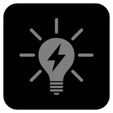 Elektrik ışık ampul düz kare vektör simgesi