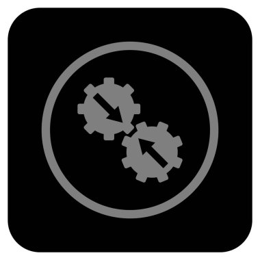 Dişli Tümleştirme düz kare vektör simgesi