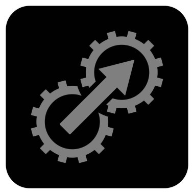 Dişli Tümleştirme düz kare vektör simgesi