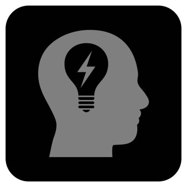 Kafası ampul düz kare vektör simgesi