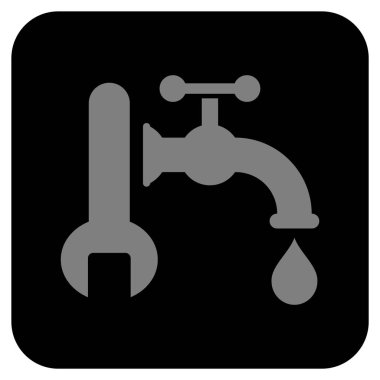 Sıhhi tesisat düz kare vektör simgesi