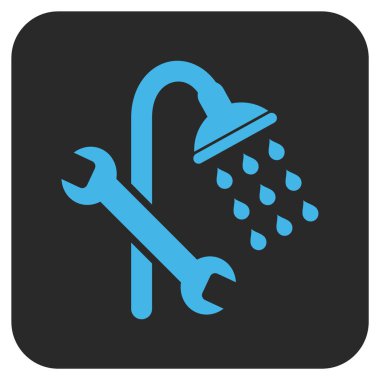 Duş sıhhi tesisat düz kare vektör simgesi