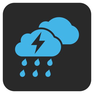 Fırtına bulutları düz kare vektör simgesi