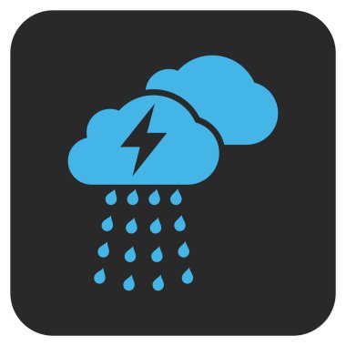 Fırtına bulutları düz kare vektör simgesi