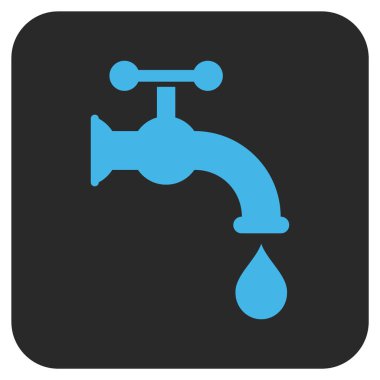 Su musluk düz kare vektör simgesi