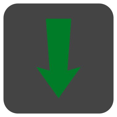 Düz aşağı ok vektör simgesi kare