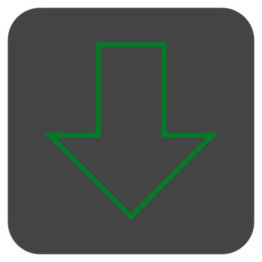 Düz aşağı ok vektör simgesi kare