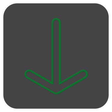 Düz aşağı ok vektör simgesi kare