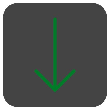 Düz aşağı ok vektör simgesi kare