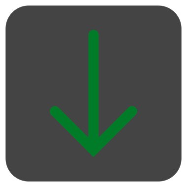 Düz aşağı ok vektör simgesi kare