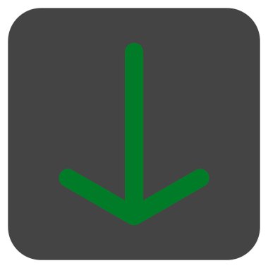 Düz aşağı ok vektör simgesi kare