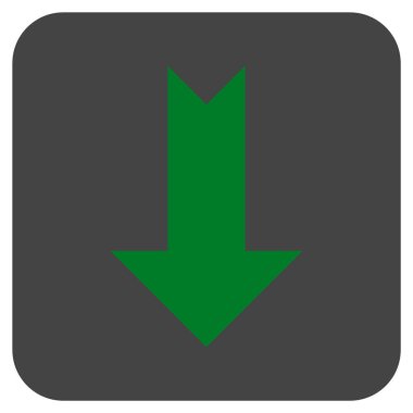 Düz aşağı ok vektör simgesi kare