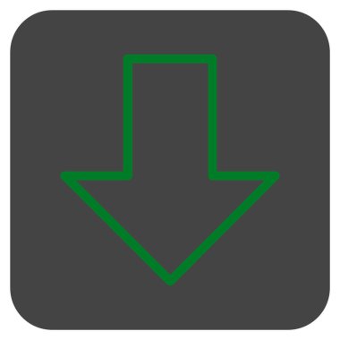 Düz aşağı ok vektör simgesi kare