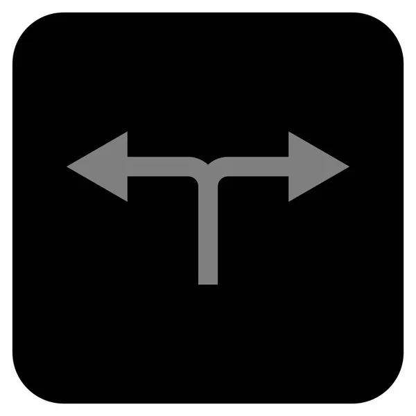 Frecce biforcazione sinistra destra piatto quadrato vettoriale icona — Vettoriale Stock