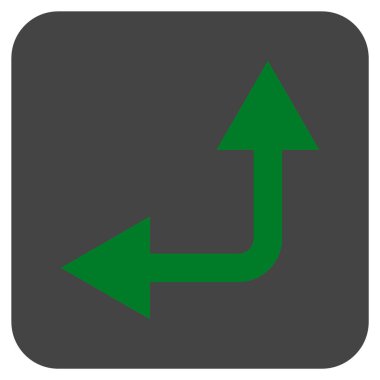 Bifurkasyon ok sol düz vektör simgesi kare.