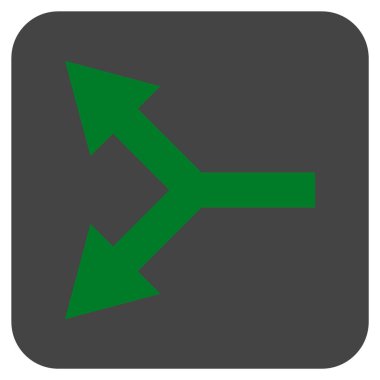 Düz yaptı çatallanma ok vektör simgesi kare