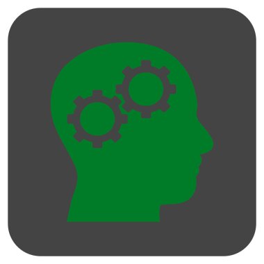 Beyin vites düz kare vektör simgesi