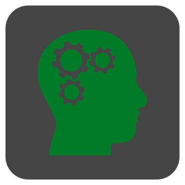 Beyin vites düz kare vektör simgesi