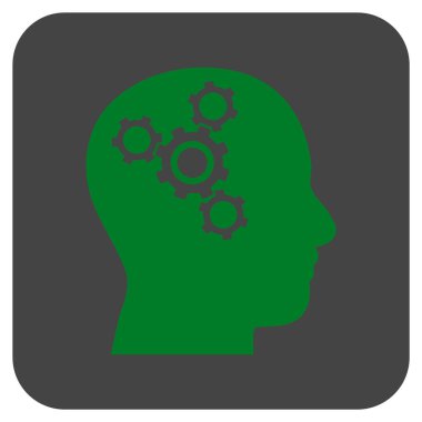 Beyin mekanik düz kare vektör simgesi