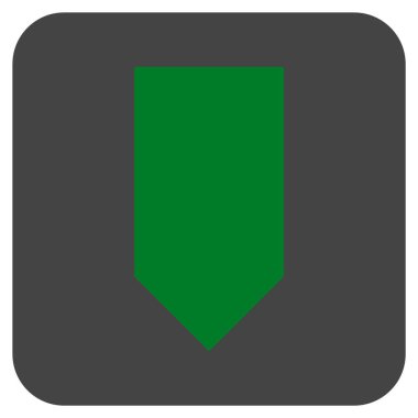 Düz aşağı yön vektör simgesi kare