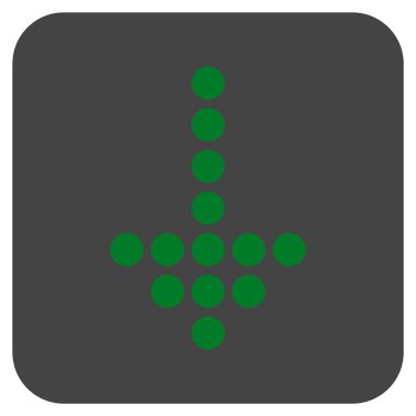 Noktalı ok aşağı düz kare vektör simgesi