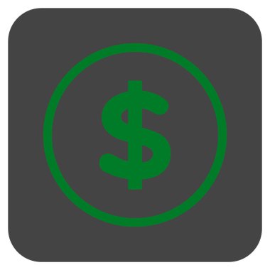 Doları düz kare vektör simgesi