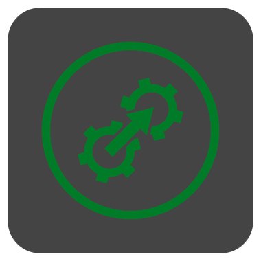 Dişli Tümleştirme düz kare vektör simgesi