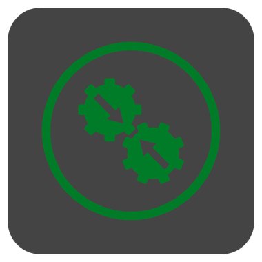 Dişli Tümleştirme düz kare vektör simgesi