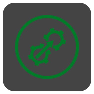 Dişli Tümleştirme düz kare vektör simgesi