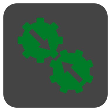 Dişli Tümleştirme düz kare vektör simgesi