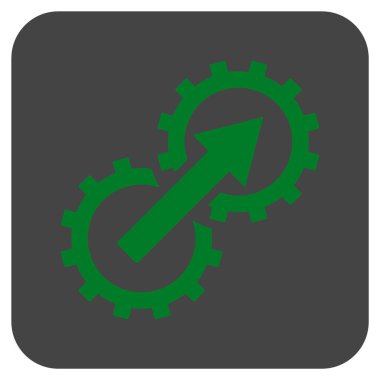 Dişli Tümleştirme düz kare vektör simgesi