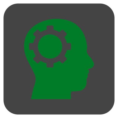 Akıl vites düz kare vektör simgesi