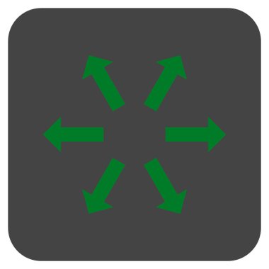 Radyal oklar düz kare vektör simgesi