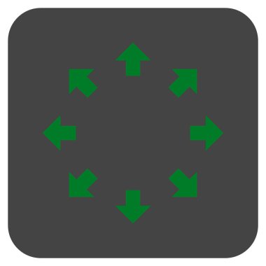 Radyal oklar düz kare vektör simgesi