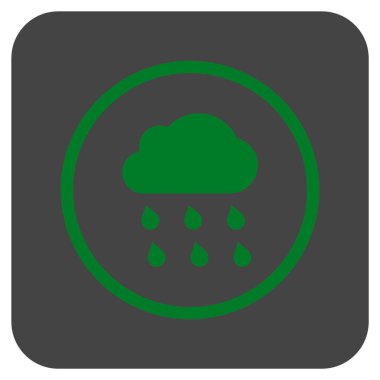 Yağmur bulutu düz kare vektör simgesi