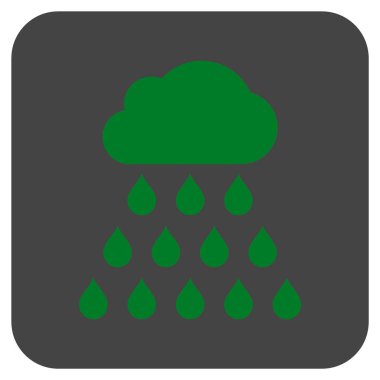 Yağmur bulutu düz kare vektör simgesi