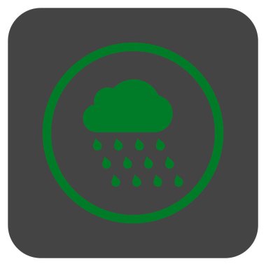 Yağmur bulutu düz kare vektör simgesi