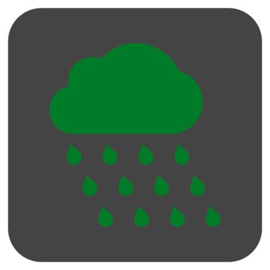 Yağmur bulutu düz kare vektör simgesi