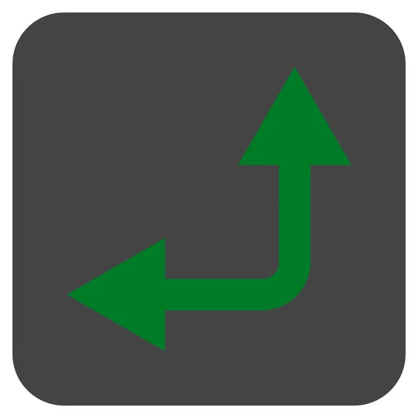 Bifurcação seta esquerda para cima plana vetor quadrado ícone — Vetor de Stock