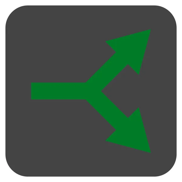 Bifurcação seta direita plana vetor quadrado ícone — Vetor de Stock