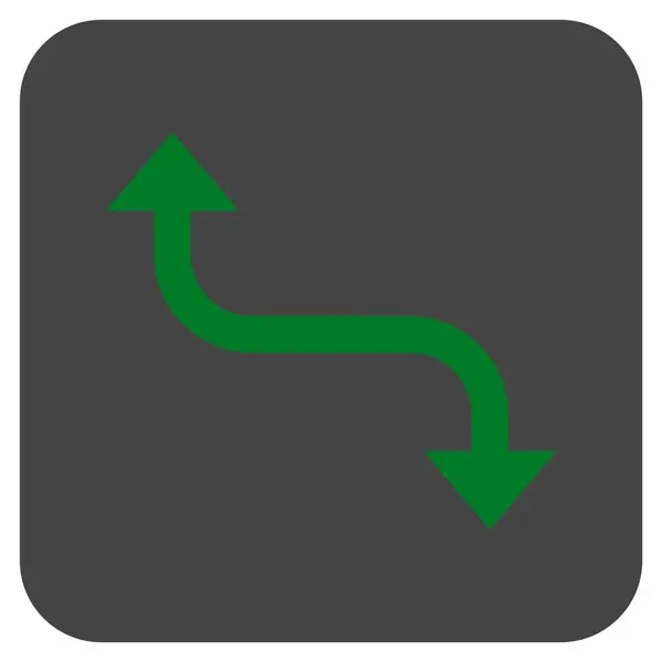 Icono de vector cuadrado plano de flecha de curva opuesta — Vector de stock